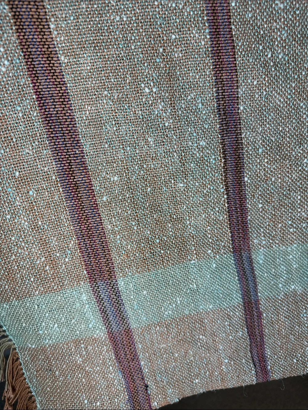 Kathleen Carleton woven scarf/shawl turquoise and brown